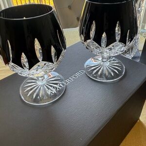Waterford Black and Clear Crystal Wine Glasses
